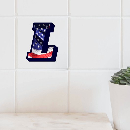 American Flag Letter "L" Small Foto Keramik Tile Fliese