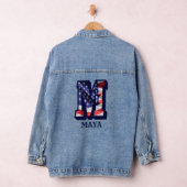American Flag Letter M Personalisiere deinen Namen Jeansjacke (Hangar)