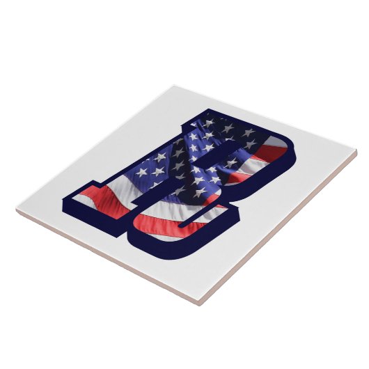 American Flag Letter "R" Keramik Tile mit großem F Fliese (Seite)