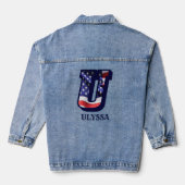 American Flag Letter U Personalisiere deinen Namen Jeansjacke (Rückseite)
