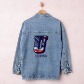 American Flag Letter U Personalisiere deinen Namen Jeansjacke (Hangar)