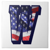 American Flag Letter "W" Keramik Tile mit großem F Fliese (Vorderseite)