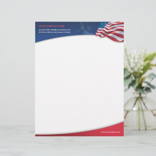American Flag Letterhead Briefbogen (Stehend Vorderseite)