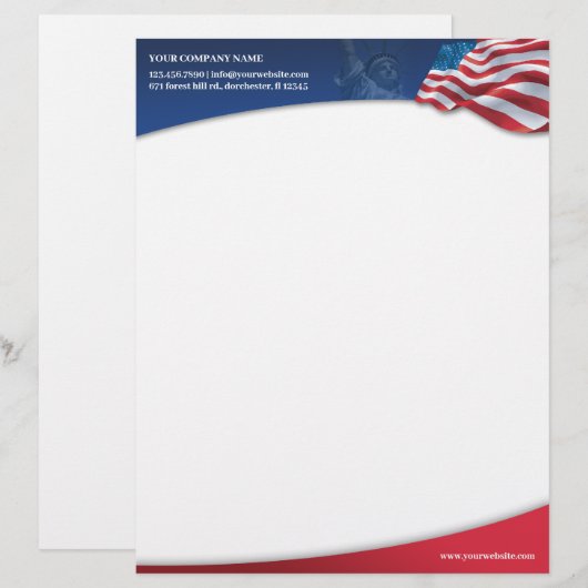 American Flag Letterhead Briefbogen (Vorne/Hinten)