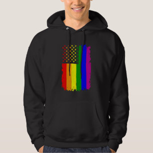 American Flag LGBT Rainbow Gift for Lesbian & Gay. Hoodie