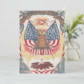 American Flag Liberty Bell Fireworks Einladung (Stehend Vorderseite)