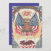 American Flag Liberty Bell Fireworks Einladung (Vorne/Hinten)