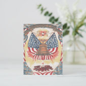 American Flag Liberty Bell Fireworks Postkarte (Stehend Vorderseite)