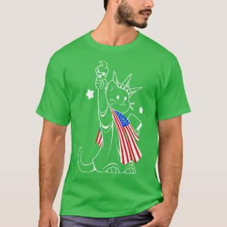 American Flag Liberty Statue Cat von Tobe Fonseca T-Shirt