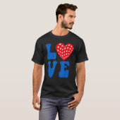American Flag Liebe Heart Red Blue 4. Juli Patr T-Shirt (Vorne ganz)