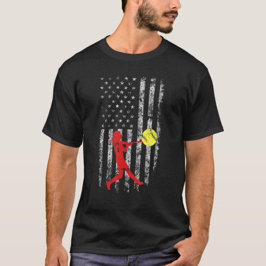 American Flag Liebe Softball Fastpitcher Soft T-Shirt (Vorderseite)