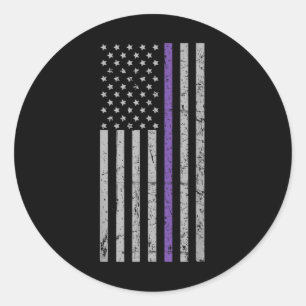 American Flag Lila Strip Erinnerungen Heimer Runder Aufkleber