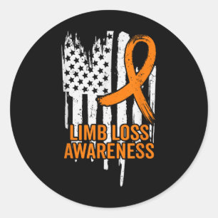 American Flag Limes Loss Awareness Hand Leg Ampute Runder Aufkleber