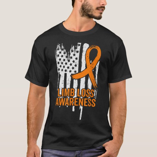 American Flag Limes Loss Awareness Hand Leg Ampute T-Shirt (Vorderseite)