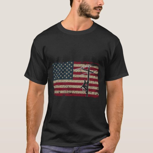 American Flag Lineman Geschenk I Patriotic Electri T-Shirt (Vorderseite)