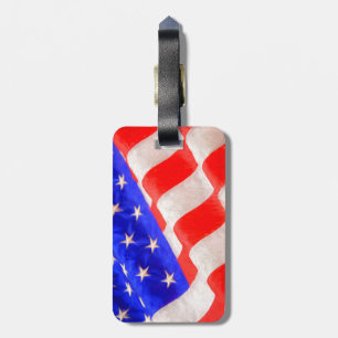 American Flag Luggage Tag mit Lederband Gepäckanhänger