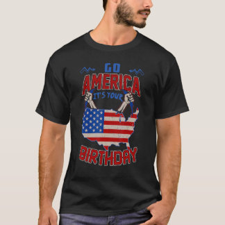 American Flag Map Go America Ihr Geburtstag T-Shirt