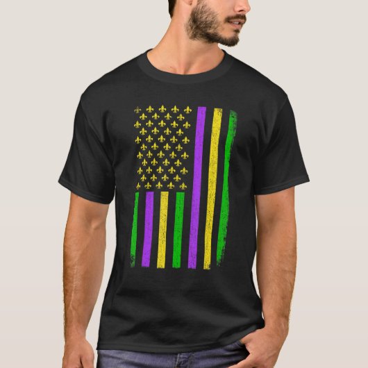 American Flag Mardi Gras Beer Mardi Gras Crawfish T-Shirt (Vorderseite)