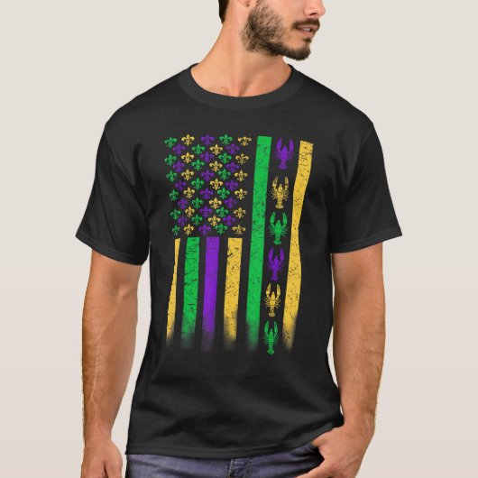 American Flag Mardi Gras Crawfish T-Shirt (Vorderseite)