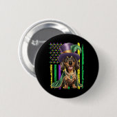 American Flag Mardi Gras Dackel Dog Festival Button (Vorne & Hinten)