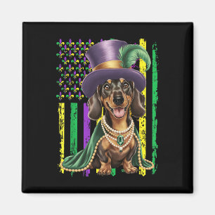 American Flag Mardi Gras Dackel Dog Festival Magnet