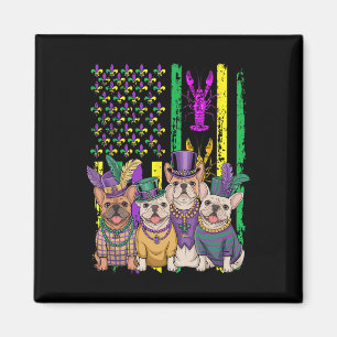 American Flag Mardi Gras French Bulldog Hund Festi Magnet