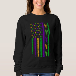 American Flag Mardi Gras Mardi Gras Crawfish Outfi Sweatshirt