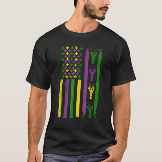 American Flag Mardi Gras Mardi Gras Crawfish Outfi T-Shirt (Vorderseite)