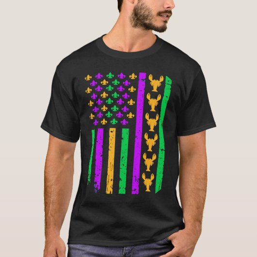 American Flag Mardi Gras Outfit Crawfish For Women T-Shirt (Vorderseite)