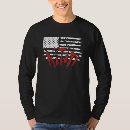 American Flag Mechanic Handyman Trade Distressed U T-Shirt (Vorderseite)