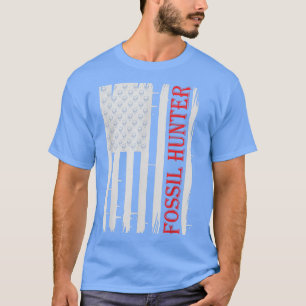 American Flag Megalodon Teeth Shark Fossil Hunter T-Shirt
