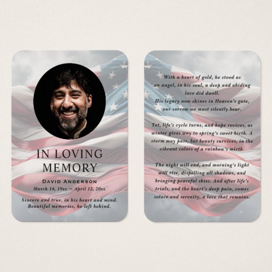 American Flag Memorial Foto Praetkarten (Vorne & Hinten)