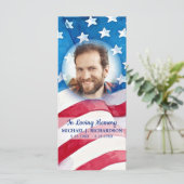 American Flag Memorial Prayer Card Veteran Foto Menükarte (Stehend Vorderseite)