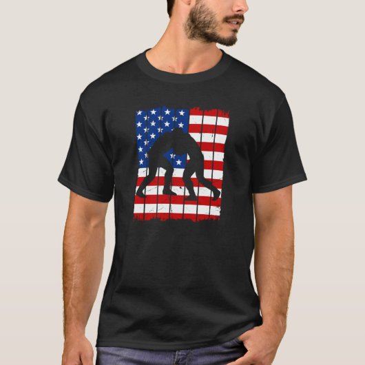 American Flag Men Wrestling T-Shirt (Vorderseite)