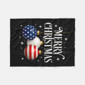 American Flag Merry Christmas Tree Baubles Us Patr Fleecedecke (Vorderseite (Horizontal))