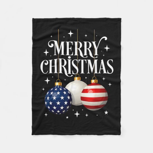 American Flag Merry Christmas Tree Baubles Us Patr Fleecedecke (Vorderseite)