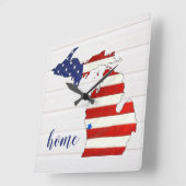 American Flag Michigan Square Wall Clock Quadratische Wanduhr (Winkel)