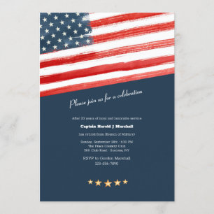 American Flag Militärische Altersversorgung Party Einladung