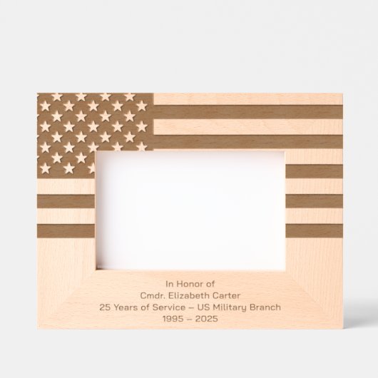 American Flag Military Retirement Geätzte Rahmen (Vorderseite)