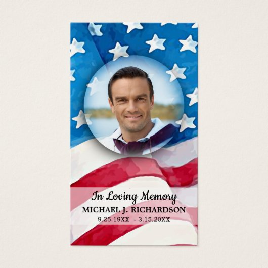 American Flag Military Veteran Beerdigungskarte (Vorderseite)