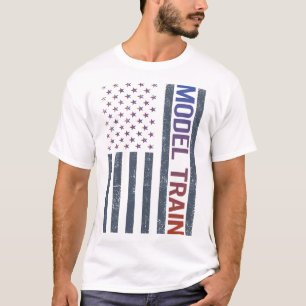 American Flag Model Trains Railroad Railroad T-Shirt