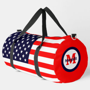 American Flag Monogram Patriotic Large Duffel Bag Duffle Bag