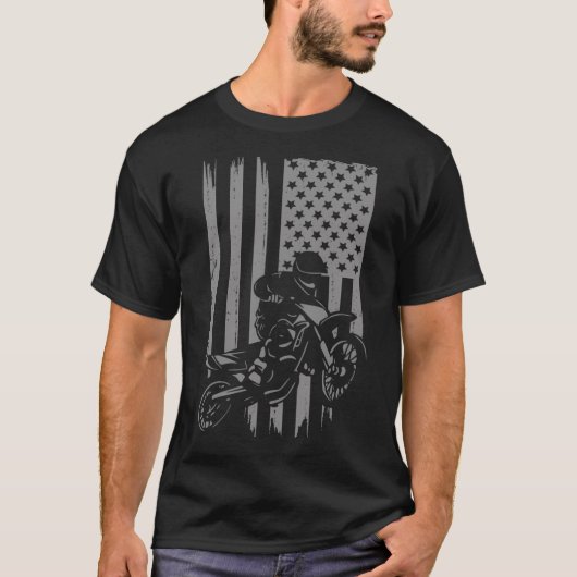 American Flag Motocross - Motocross Dirt Bike T-Shirt (Vorderseite)