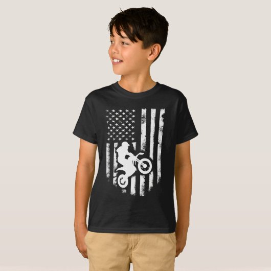 American Flag Motorcross Braap Dirt Bike Off Road T-Shirt (Vorne ganz)