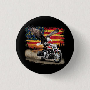 American Flag Motorrad Tshirt USA Flag Biker Ret Button