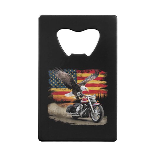 American Flag Motorrad Tshirt USA Flag Biker Ret Geldbeutel Flaschenöffner (Vorderseite)