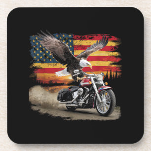 American Flag Motorrad Tshirt USA Flag Biker Ret Getränkeuntersetzer