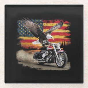 American Flag Motorrad Tshirt USA Flag Biker Ret Glasuntersetzer