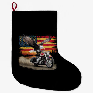 American Flag Motorrad Tshirt USA Flag Biker Ret Großer Weihnachtsstrumpf