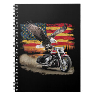 American Flag Motorrad Tshirt USA Flag Biker Ret Notizblock